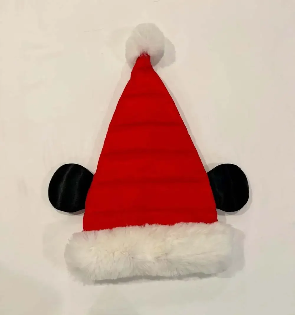 Disney Store Mickey Mouse Ears Santa Hat Red White plush